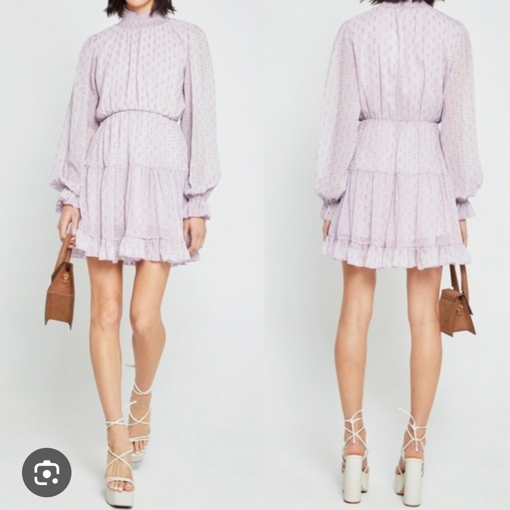 Elegant Lavender Long-Sleeve Dress